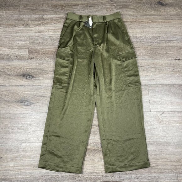 Madewell Pants - NEW Madewell Women's High-Rise Straight Cargo Trousers in Satin Size 4 Green